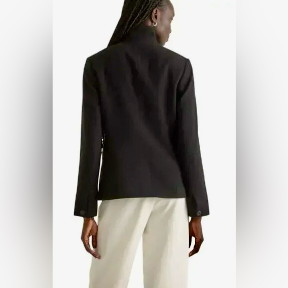 Quince Italian Wool Black Stand Collar Blazer Jacket Women’s XL Minimalist - Picture 10 of 13